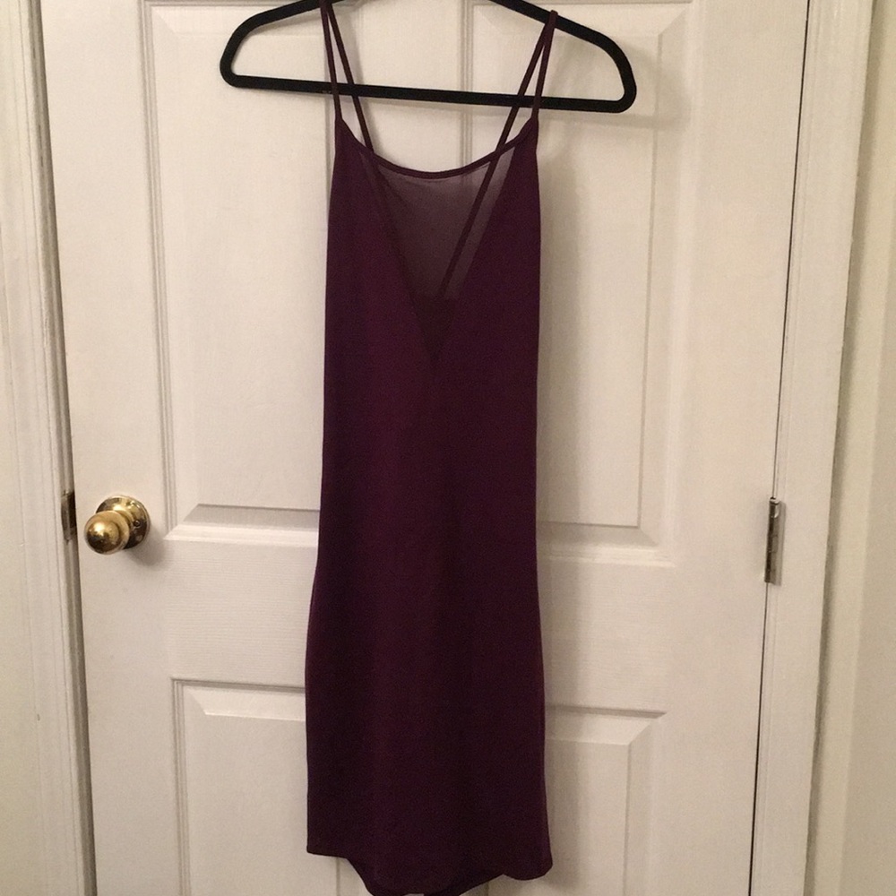Plunge Neck Mesh Bodycon Dress